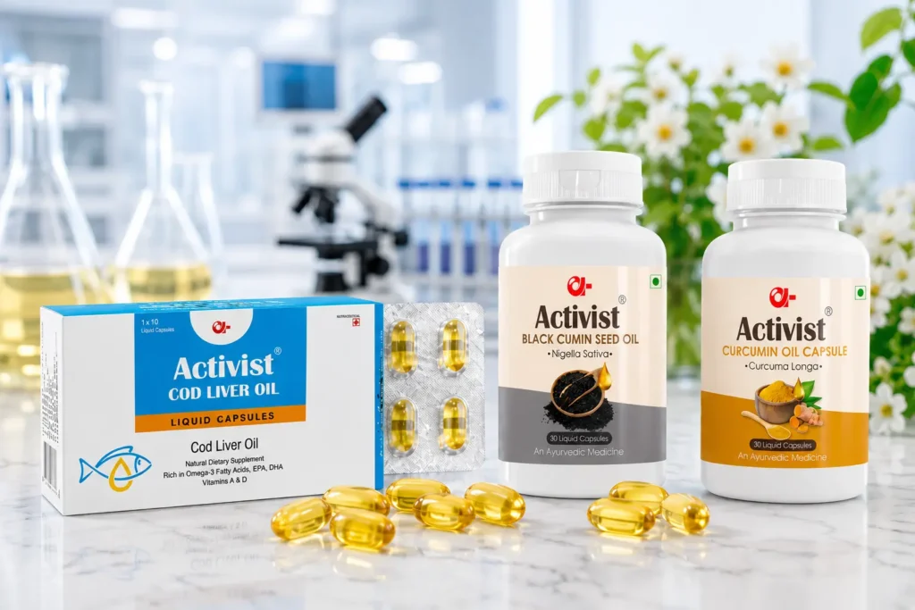 Liquid filled capsules for evening primrose oil and vitamin E supplementation