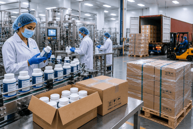 Export-ready nutraceutical manufacturing solutions supported by compliance, documentation, and international market requirements.