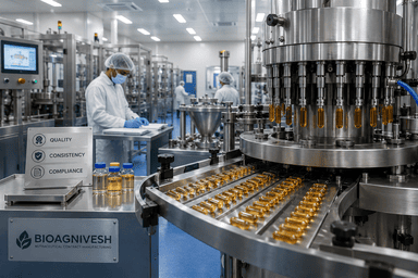Advanced liquid filled capsule manufacturing facility with automated production equipment and quality-controlled nutraceutical manufacturing processes.