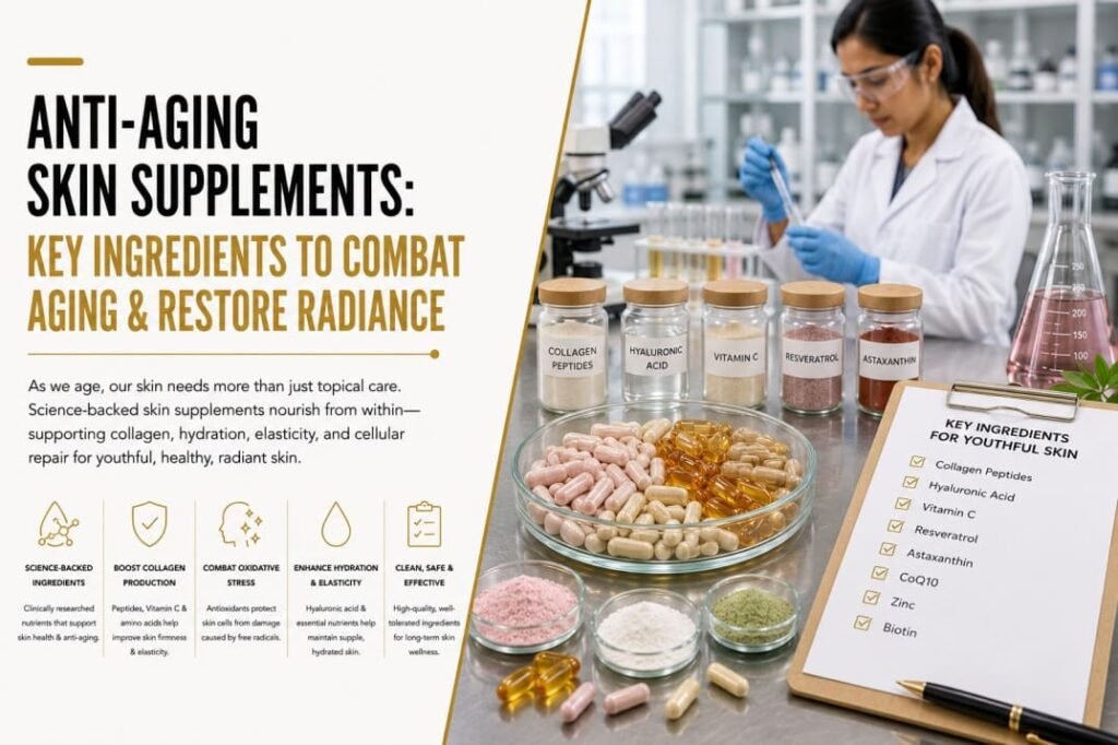Key ingredients in anti-aging skin supplements for healthy skin