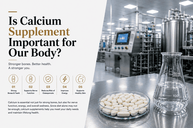Calcium supplement illustration highlighting the importance of calcium for strong bones, nerve function, energy levels, and overall bone health.