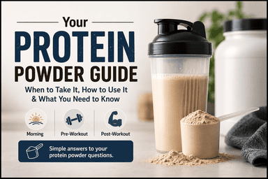 Protein powder guide explaining when to take protein powder, how to use it, and choosing the right protein supplement.