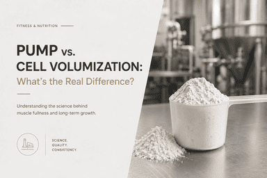 Professional comparison of pump vs cell volumization showing temporary muscle hydration versus long-term cellular hydration in a nutraceutical manufacturing environment.